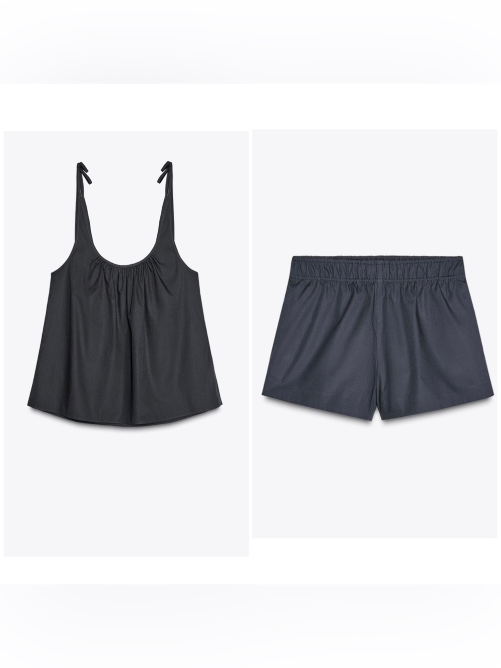 Zara Draped Poplin Top and Shorts - Light Petrol Blue